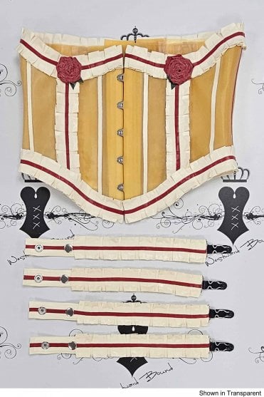 R1930 Bloomaway Latex Underbust Corset. Sizes still available: UK 14