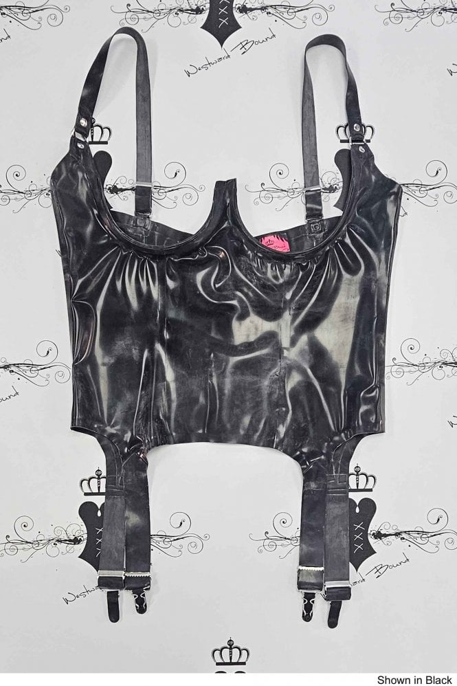 Rubber Basque Open breast latex rubber underbust corset designed and made in England