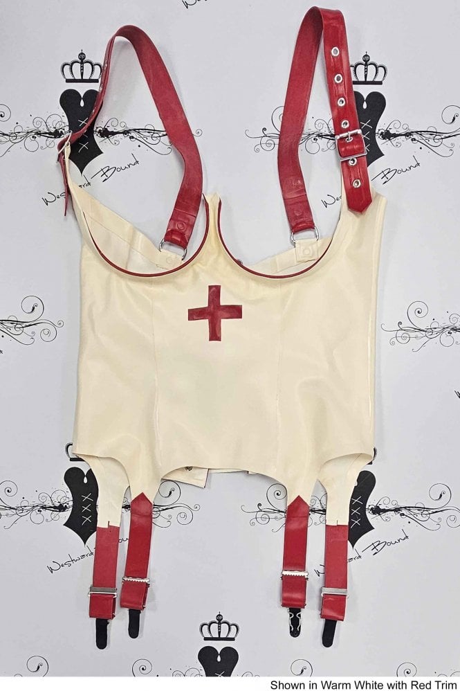 Rubber Basque Open breast latex rubber underbust corset designed and made in England