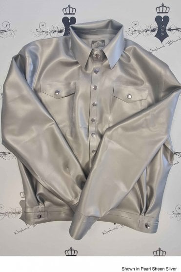 R2065 Latex Jean Jacket. Sizes still available: UK 1XL