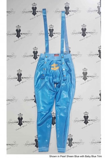 R2067 Sailor Jack Latex Leggings. Sizes still available: UK 30"W