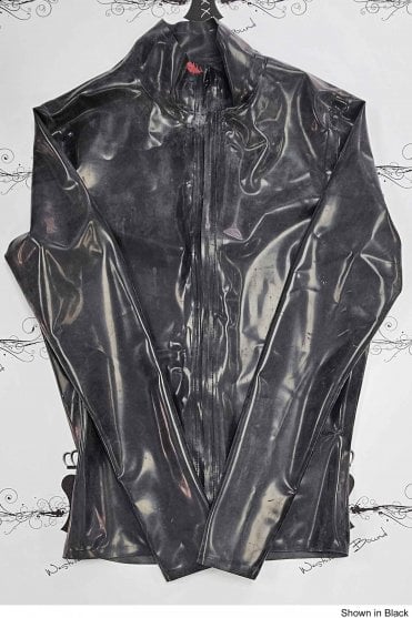R2100-LS - Zip Front Latex Top with Long Sleeves. Sizes still available: UK L