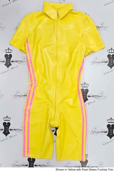 R2185 Bruce Men's All-in-one Shorty Latex Catsuit. Sizes still available: UK L