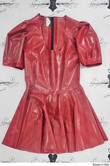 R2193 Claudia Latex Flared Dress. Sizes still available: UK 12