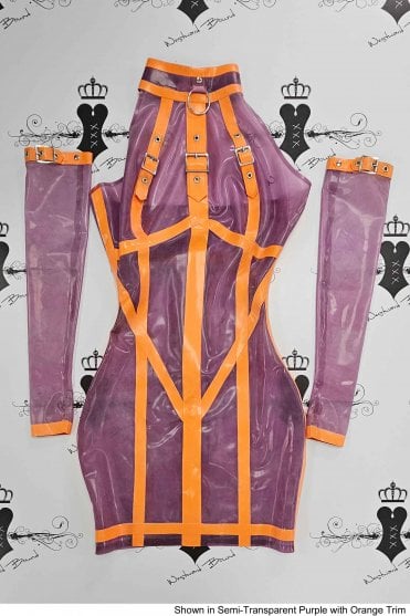 R2204 / R2262 Euphoria Mini Latex Dress & Mitts Set. Sizes still available: UK 08