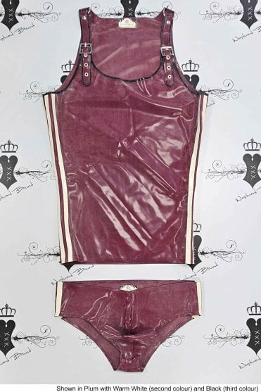 R2213 / R2212 Trent Latex Vest and Briefs Set. Sizes still available: UK S, L