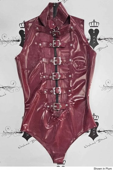 R2247 Scandal Sleeveless Latex Leotard. Sizes still available: UK 08, 12, 14