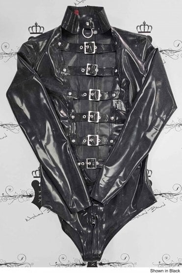 R2251 Scandal Long Sleeve Latex Leotard. Sizes still available: UK 14