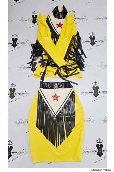 R2290 / R2291 Calamity Star Latex Top and Skirt Set. Sizes still available: UK 08
