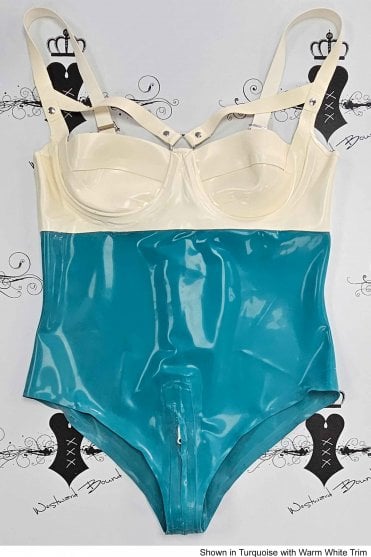R2327 Empowerment Underwired Latex Leotard. Sizes still available: UK 14/36D