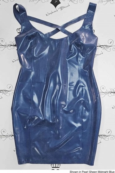 R2389 Raven Latex Cross Dress. Sizes still available: UK 16
