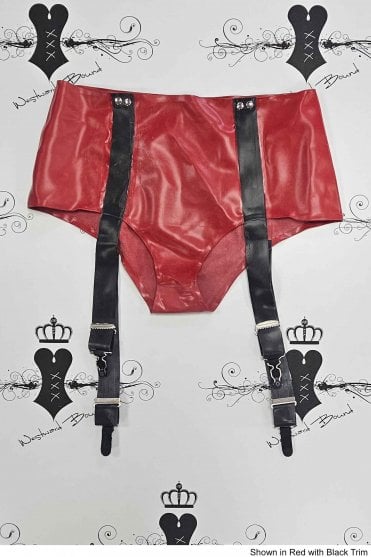 R2433 Suspender Latex Knickers. Sizes still available: UK 10, 12