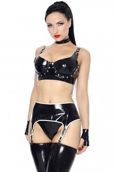 Rear Buckle Latex Suspender Belt