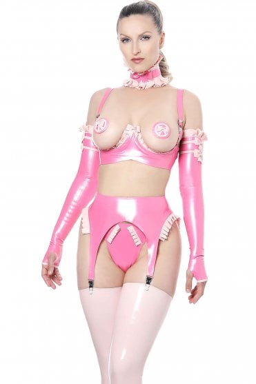 Rosalie Frill-Trim Underwired Latex Bra