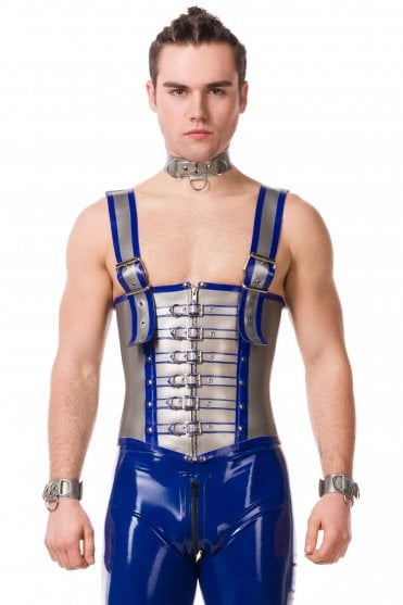 Sebastian Six-Buckle Men's Latex Corset