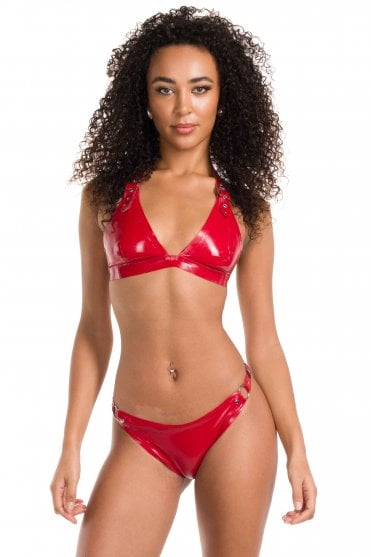 Serena Halter Buckle Latex Bra