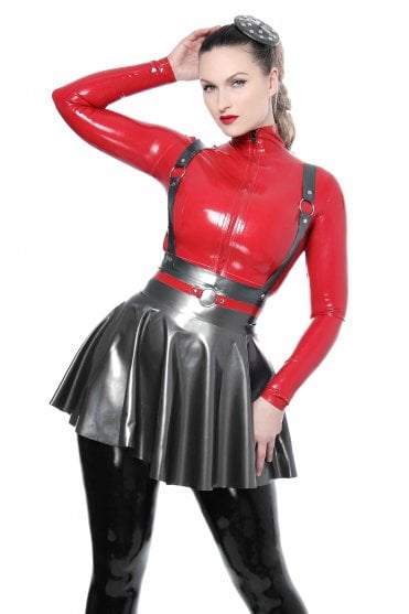 Shaker Latex Skirt with Shoulder Straps