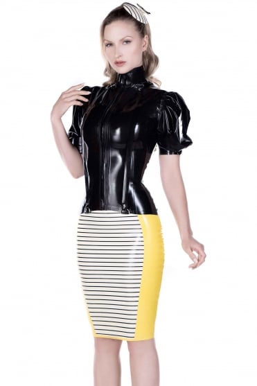 Sophia Pin Stripe Pencil Latex Skirt