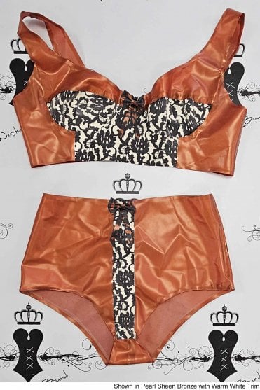 Special - Prototype Bordelle-L'Amour Peek Latex Bra and Briefs Set. Size available: UK 36C/S