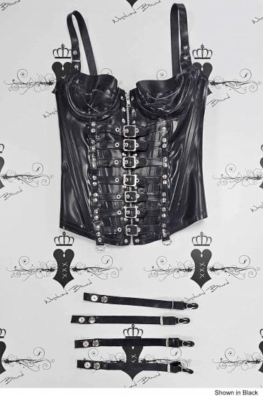 Special - Prototype Empress Seven-Buckle Latex Overbust Corset. Size available: UK 10