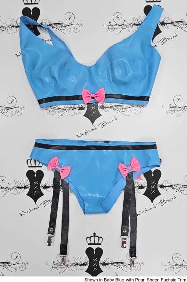 Special - Prototype Fusion Latex Bra with Suspender Briefs. Size available: UK 32DD/S