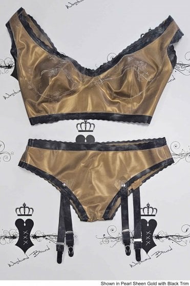 Special - Prototype Latex Wonderbra and Suspender Briefs with Scalloped Trimming. Sizes available: UK 32C/S, 36C/M