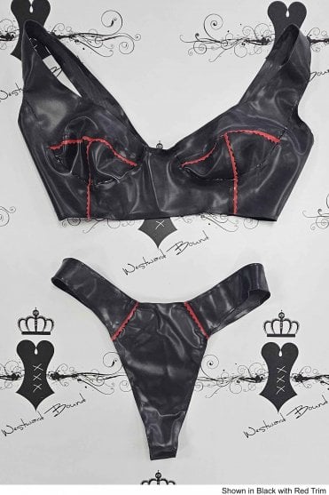 Special - Prototype Latex Wonderbra and Thong Set with Pinked Trimming. Size available: UK 34C/S