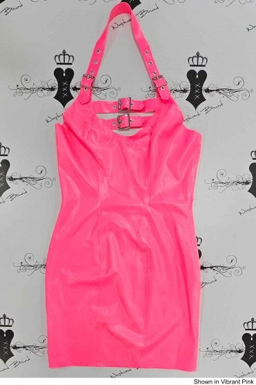 Special - Prototype Orion Latex Dress With Double Buckle Neck Straps. Sizes available: UK 12, 14
