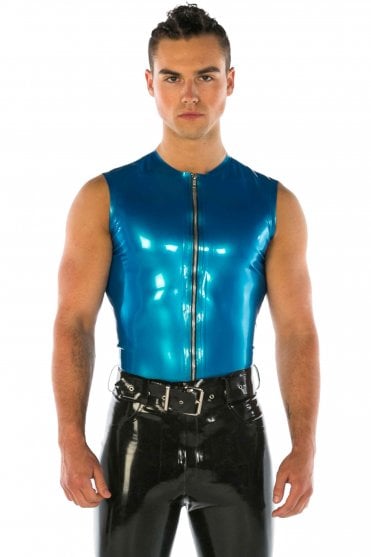 Zip Front Latex Sleeveless Top