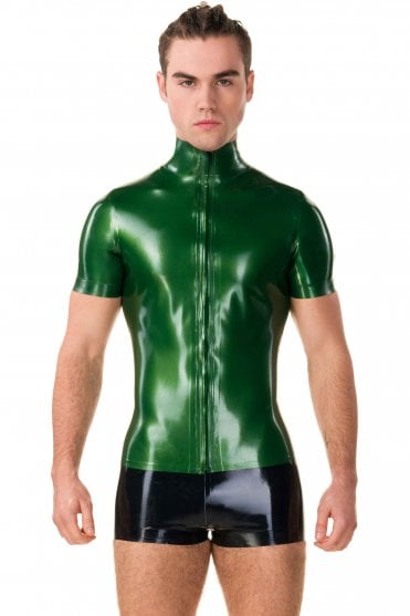 Zip Front Latex Top (Short Sleeves)